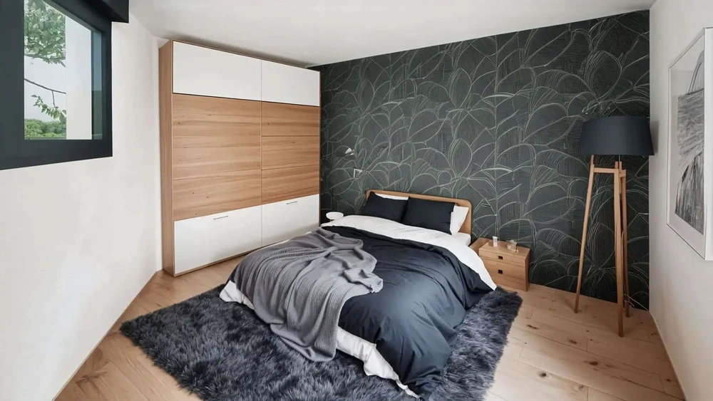 Maison contemporaine unifamiliale avec façade blanche et toiture en tuiles terre cuite