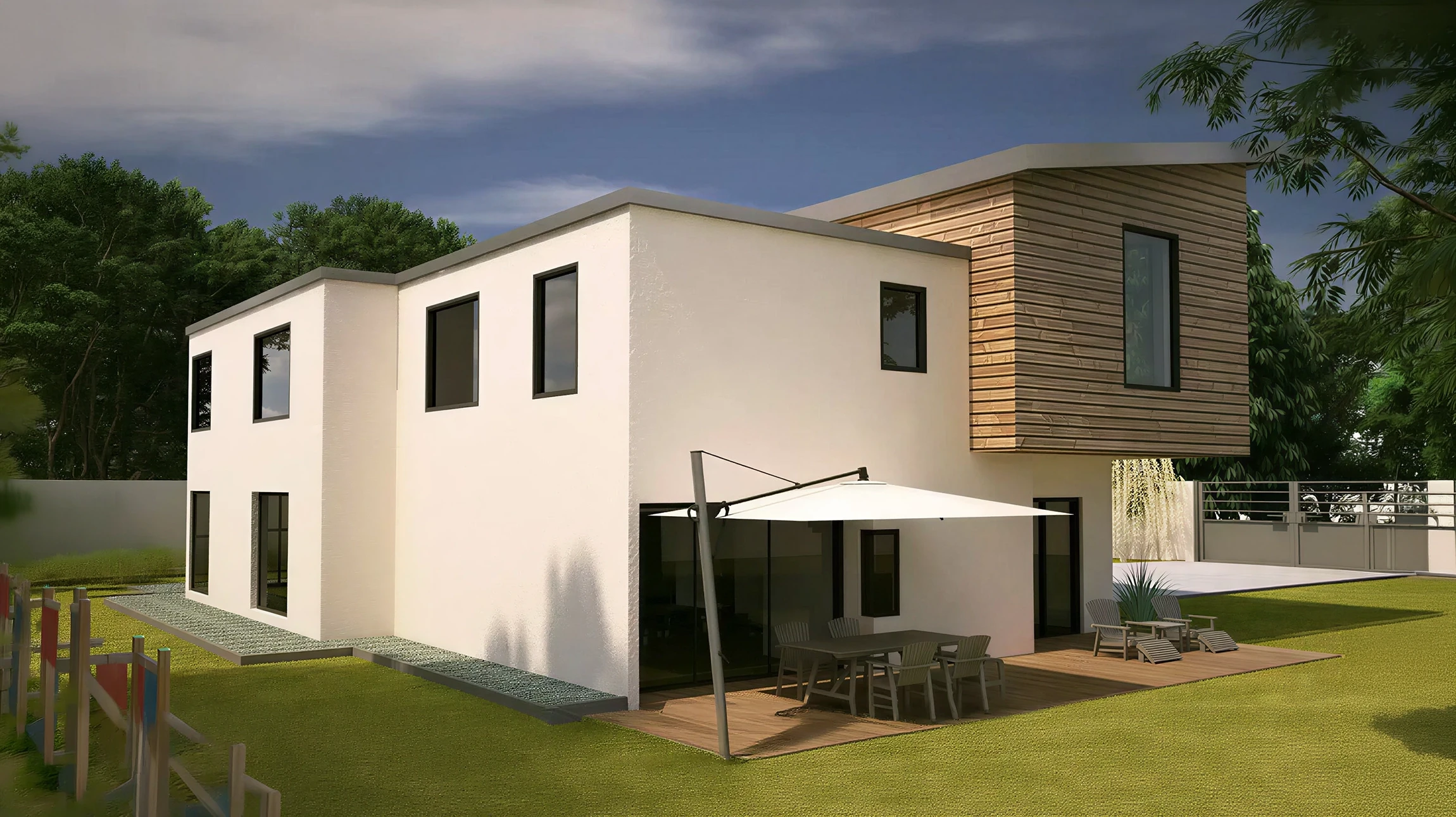 Maisons unifamiliales en terrasse dans un lotissement nouvellement construit